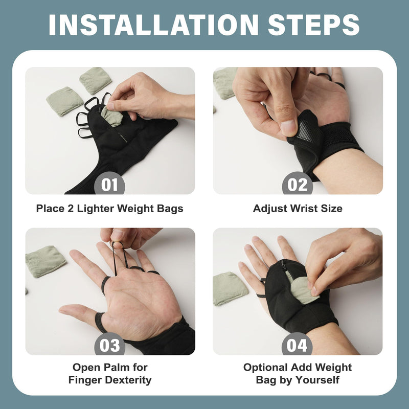 Weighted Gloves for Tremors-Adjustable Hand Gloves Stability Aid for Parkinson's Hand Tremors, Enhanced Grip & Writing Support for Elderly X-Large Left Hand