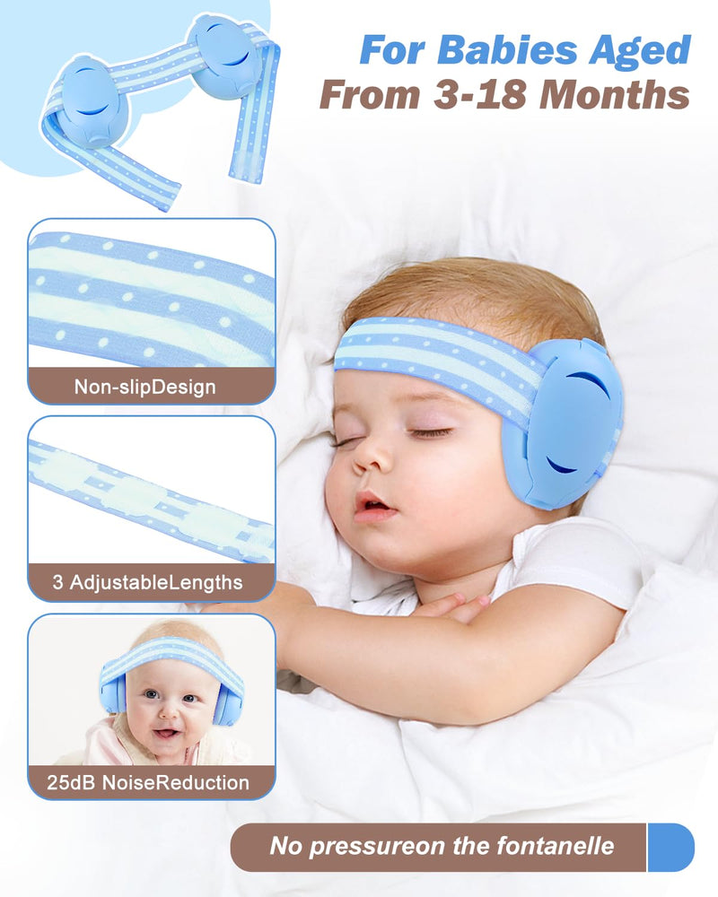 [Australia] - [2-in-1] Baby Ear Muffs Noise Protection - [Two Modes] Baby Headphones for Noise Cancelling Headphones- Infant Headphones Noise Cancelling - Ear Protection for 3 Months to 4 Years Blue 