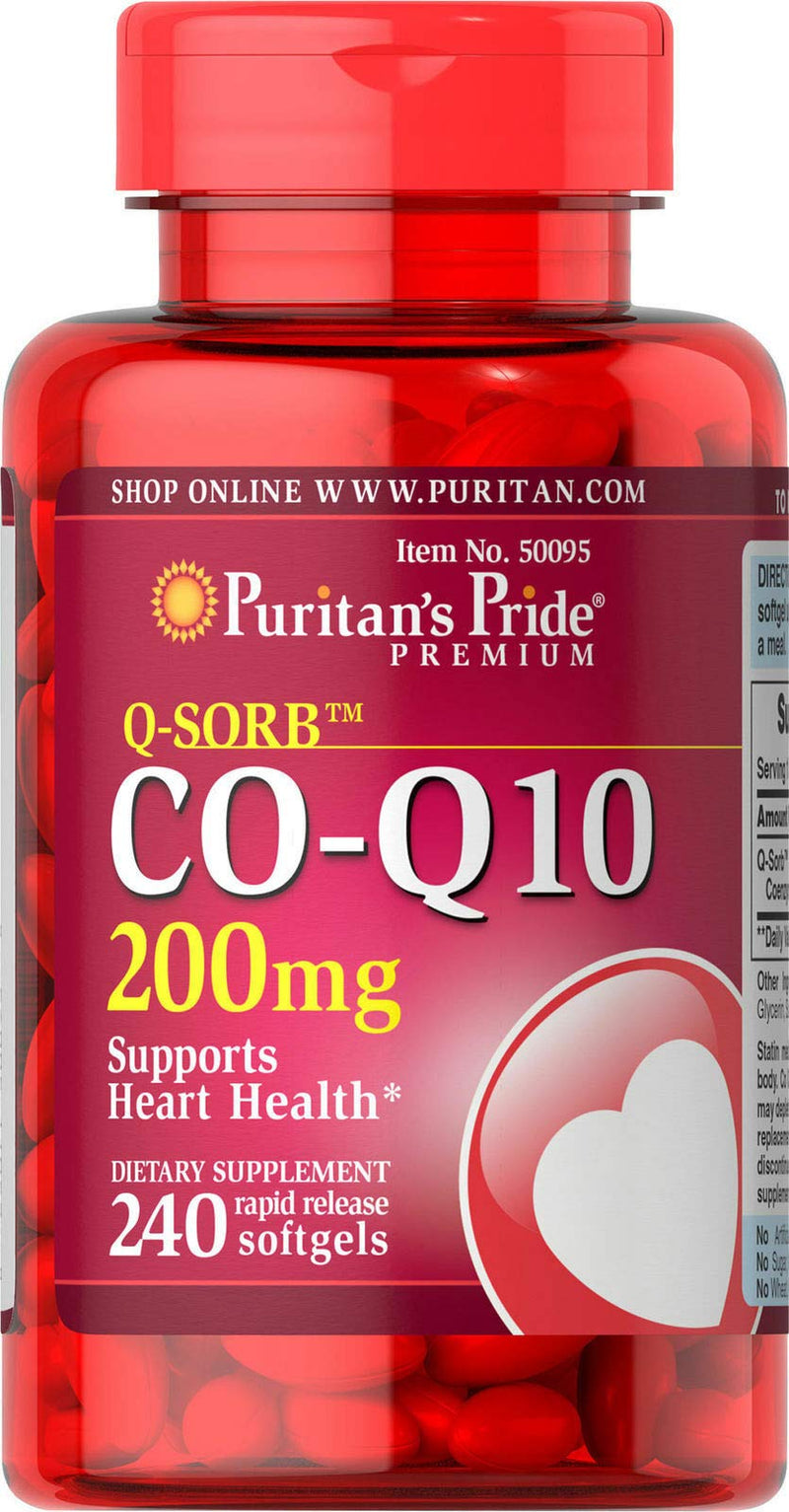 [Australia] - Puritan's Pride CoQ10 200mg, Supports Heart Health, 240 Rapid Release Softgels 240 Count (Pack of 1) 