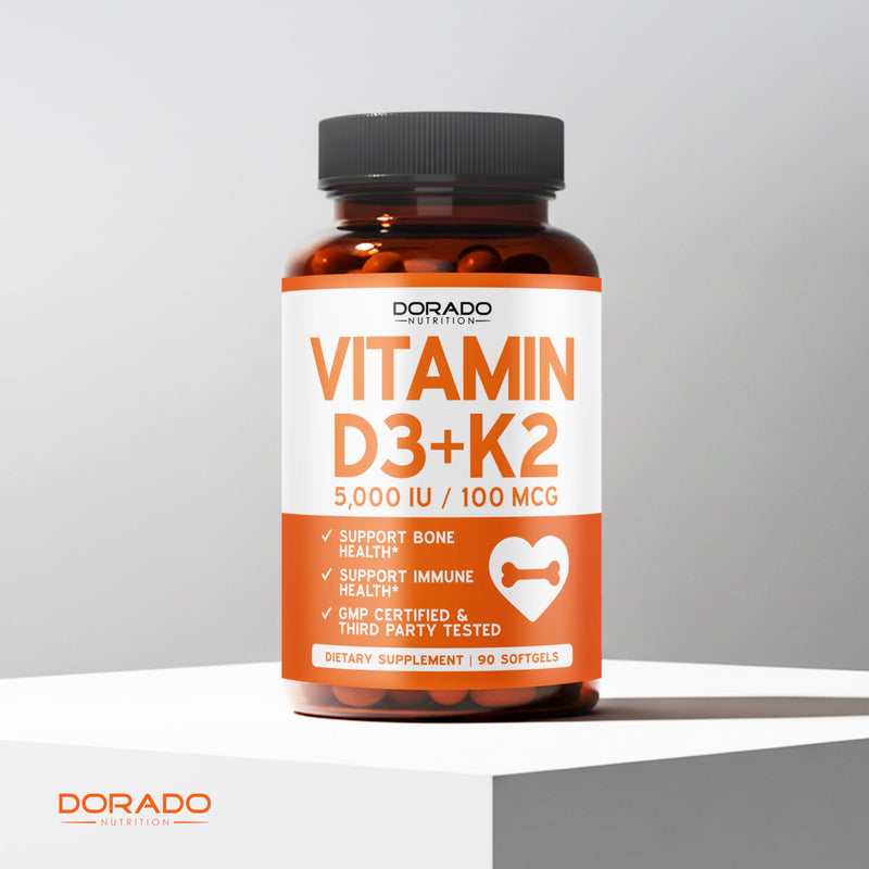 Vitamin D3 K2 Supplement (180 Softgels) Vitamin D3 K2 5000iu/100mcg - Supplement with D & K - Support Bone and Immune Health for Adult - Vegan, NON GMO, Third Party Tested - Made in USA -180 Count