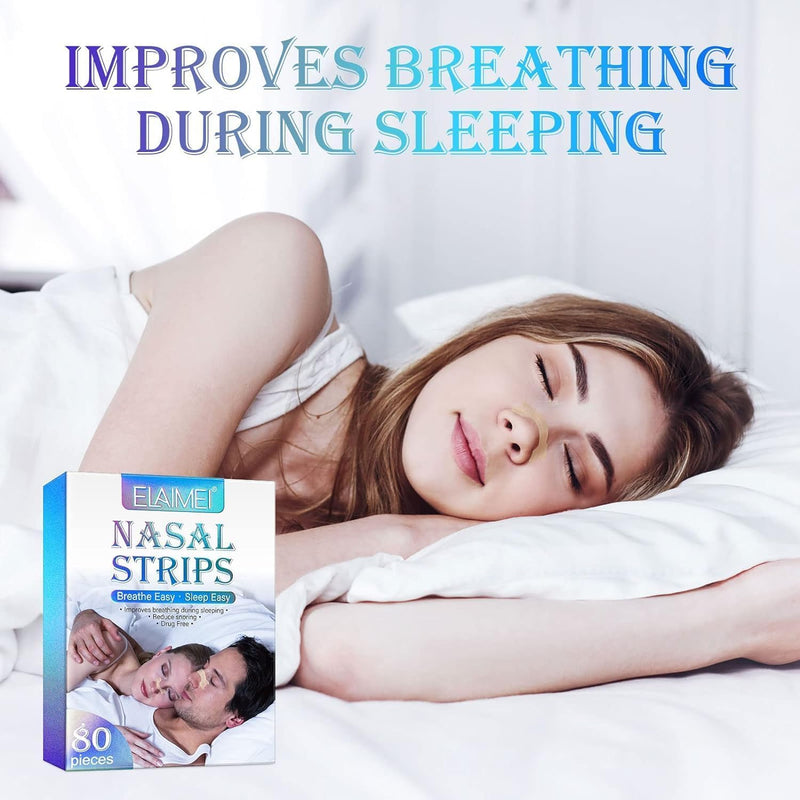 Nasal Strips for Snoring, 80 Pieces,Nose Strips for Sleeping, Snoring Solution, Relieving Nasal Congestion Caused by Colds and Allergies,So That You Can Sleep Better, Brown