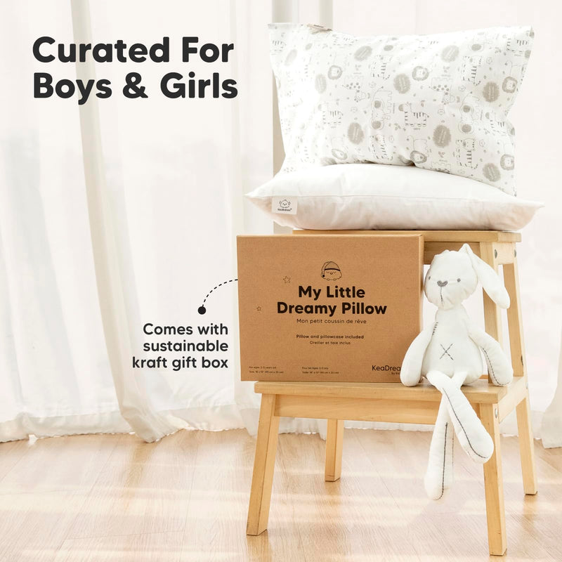 [Australia] - Toddler Pillow with Pillowcase - 13x18 My Little Dreamy Pillow, Organic Cotton Toddler Pillows for Sleeping, Kids Pillow, Travel Pillows, Mini Pillow, Nursery Pillow, Toddler Bed Pillow (Soft White) Soft White 
