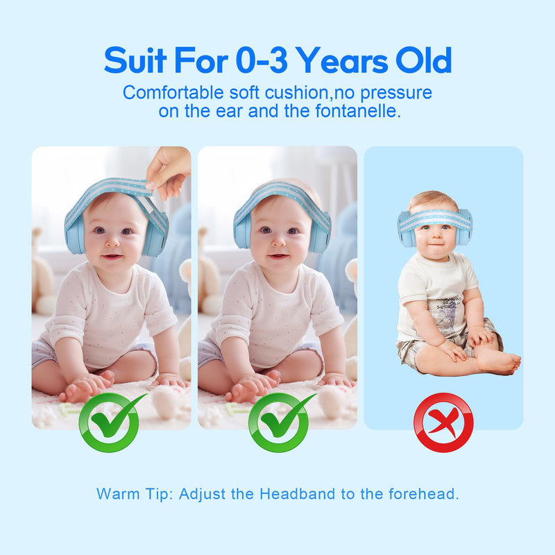 [Australia] - Baby Headphones for Noise - Baby Ear Protection for Babies and Toddlers up to 36 Months - Babies Noise Cancelling Headphones - Infant Ear Protection Earmuffs Against Hearing Damage Blue 