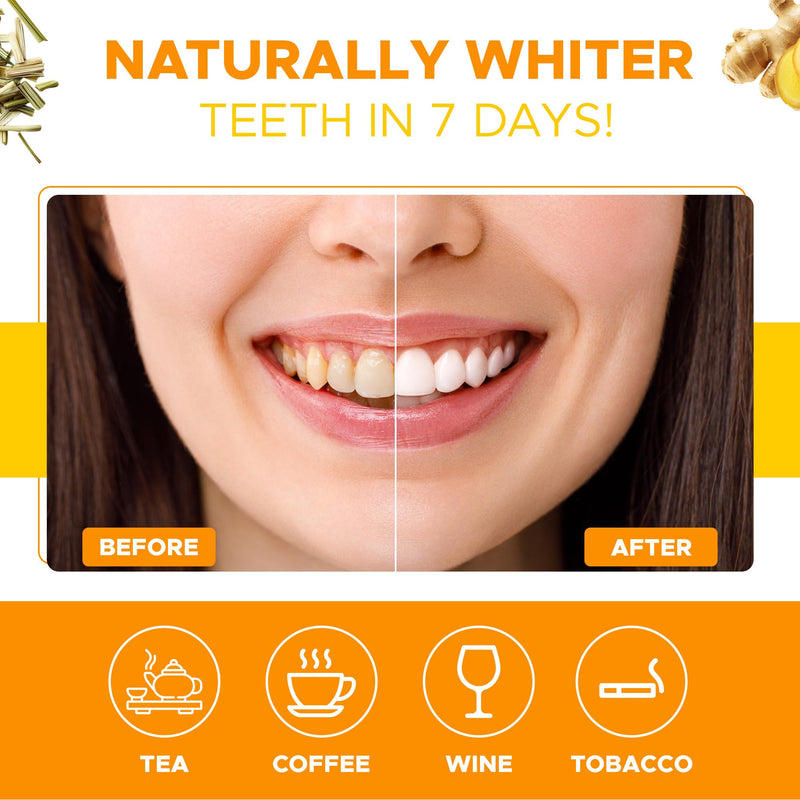 Ayurvedic Remineralizing Tooth Powder for Sensitive Teeth | Organic Fresh Ginger Flavor for Teeth Whitening and Fresh Breath | Natural Tooth Sensitivity Toothpowder for Gums and Bad Breath-1.3 Oz Ginger/Lemongrass