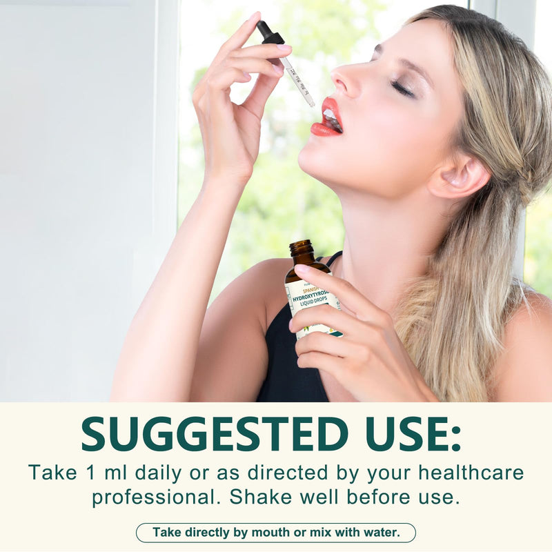 [Australia] - Hydroxytyrosol Liquid Drop, 100% Spanish Sourced Olive Fruit Extract, Super Antioxidant for Skin, Aging, Inflammation, No Sugar, Alcohol, Olive Leaf Extract Alt., New & Old Packaging Randomly Sent 