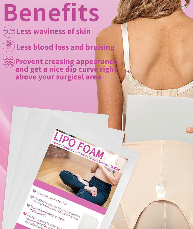 [Australia] - Birllaid Lipo Foam Pads, Bbl Foam Boards,Help Out When Using Ab Board Compression Garments Tummy Tuck, 3 Pack Liposuction Surgery Foam Sheet for Recovery 