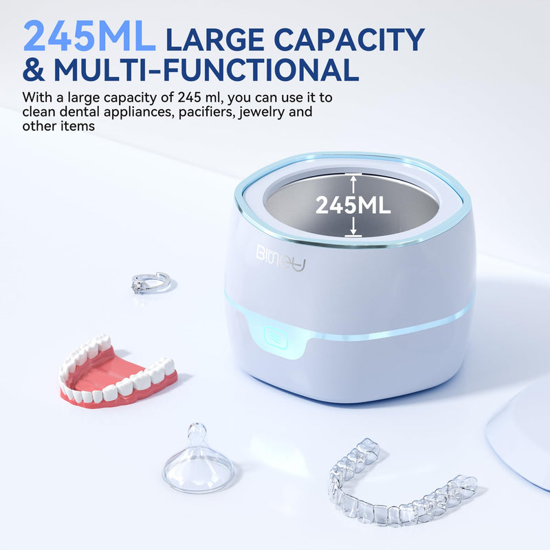 [Australia] - Ultrasonic Retention Cleaner,45kHzRetainer Cleaner Machine for Denture, Mouth Guard, Night Guard, Aligner, Braces, Toothbrush Head & Jewelry,245ML Dental Cleaning Pod 