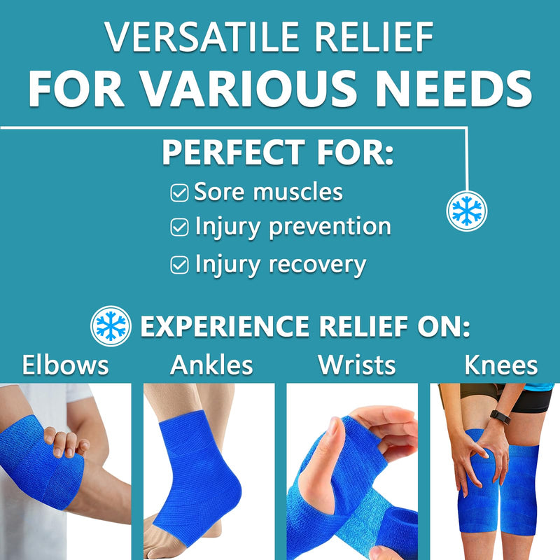 Multi Color Athletic Prewrap Tape + Ice Tape, Self Sticking Bandage Wrap （No Refrigeration Needed）, Instant Cold Compress Compression