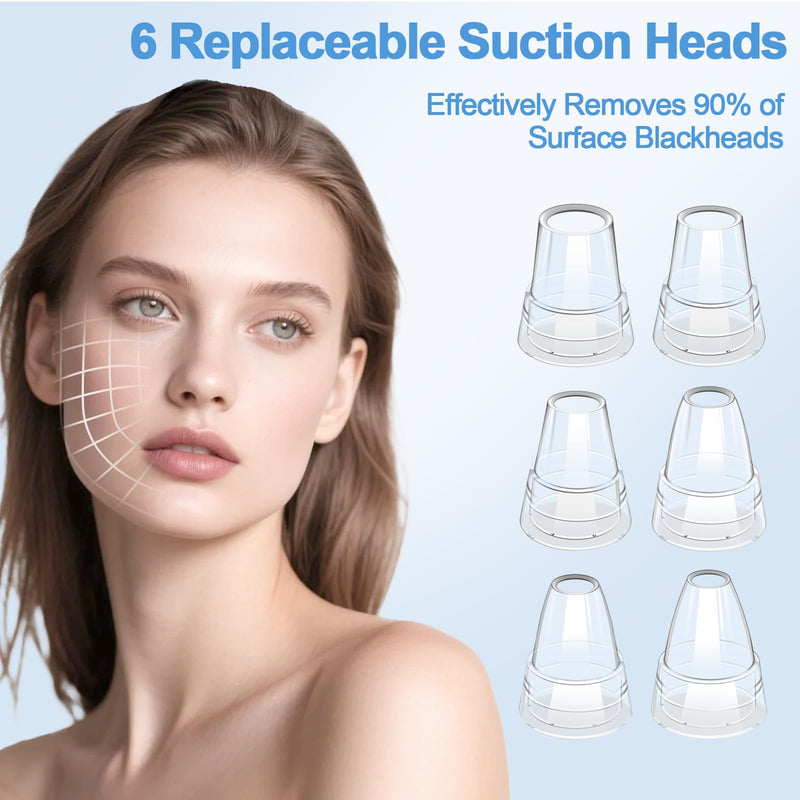 [Australia] - Blackhead Remover Vacuum with Heat & Cold Care, Black Head Remover for Face & Nose with Camera, Rechargeable Blackhead Vacuum Extractor with 3 Modes 5 Suction Levels & 6 Replaceable Heads 