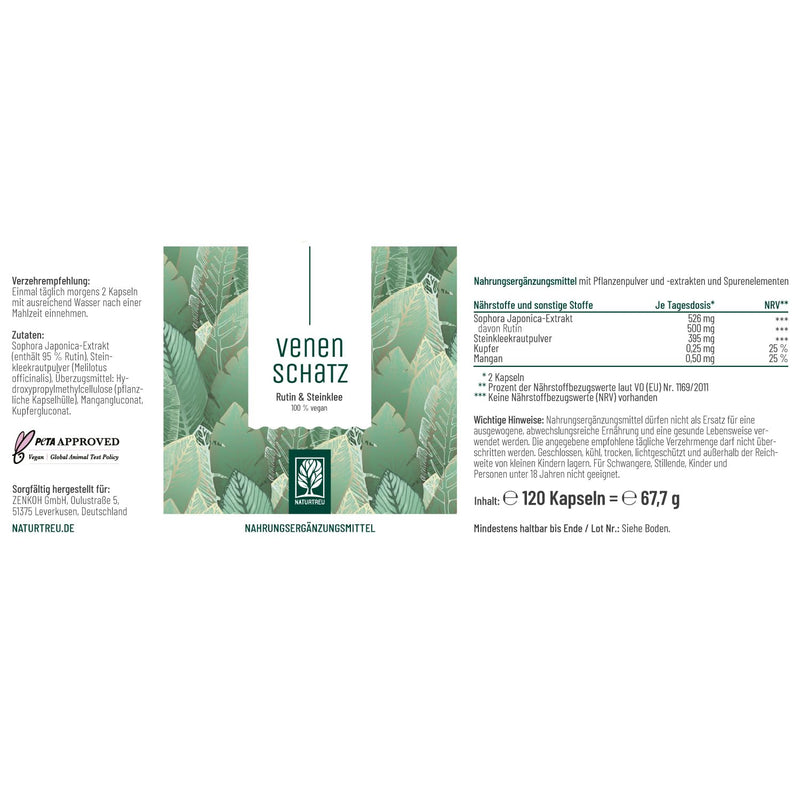 [Australia] - Rutin sweet clover complex 120 capsules - 500 mg high dose rutin & 394 mg sweet clover - herbal alternative to vein capsules vein tablets - vegan - vein treasure from NATURTREU Beige 
