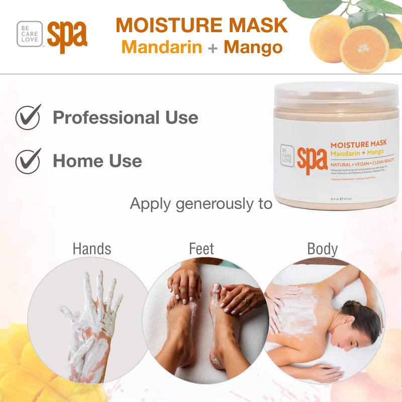 [Australia] - BCL SPA Organic Mandarin and Mango moisture mask for hands, foot mask, and body mask skin care spa treatment, home or professional use with argan oil, olive oil, aloe vera, cucumber, and kelp 16 fl oz Mandarin Mango 16 Fl Oz (Pack of 1) 