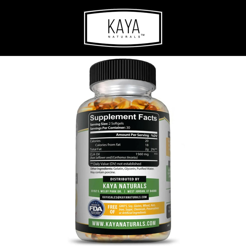 [Australia] - Kaya Naturals CLA Capsules ‚Äì Conjugated Linoleic Acid ‚Äì Non-GMO & Gluten-Free (60 Count (Pack of 1)) 60 Count (Pack of 1) 