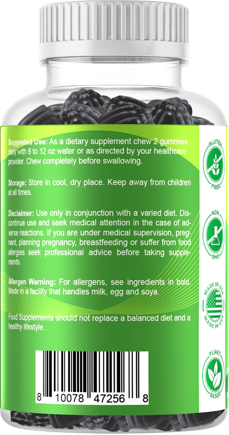 Vitamatic Sugar Free Moringa Gummies - 10000 mg Equivalent per Serving - Complete Green Superfood - 60 Pectin Based Gummies