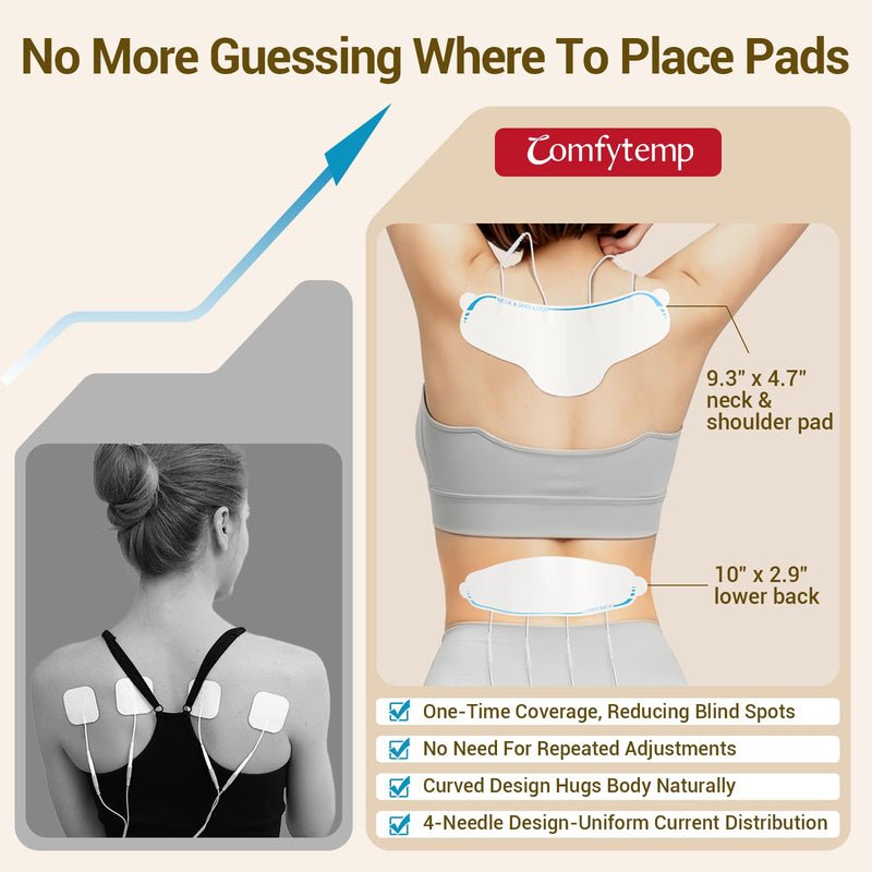 Comfytemp TENS Unit with Specialized Pads for Lower Back & Neck Shoulder Pain Relief, Easy-to-Use TENS Unit Muscle Stimulator with Large Display, Portable Dual Channel TENS Machine with Carrying Case