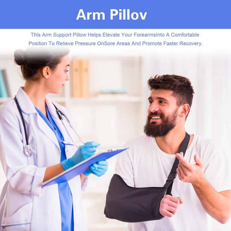 [Australia] - Gray Arm Elevation Pillow with 2 Pockets, Soft Ergonomic Support Pillow for Elbow Arm Rest Wedge Pillow Broken Arm Gifts with High Density Foam for Recovery Sleeping Care 
