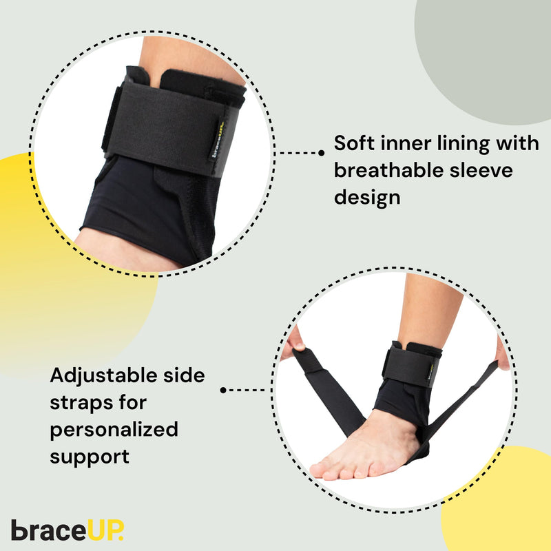 [Australia] - BraceUP Ankle Brace - Relieve Pain, Enhance Stability for Foot Pain, Sprained Ankle, Achilles Tendonitis, Men and Women One Size 