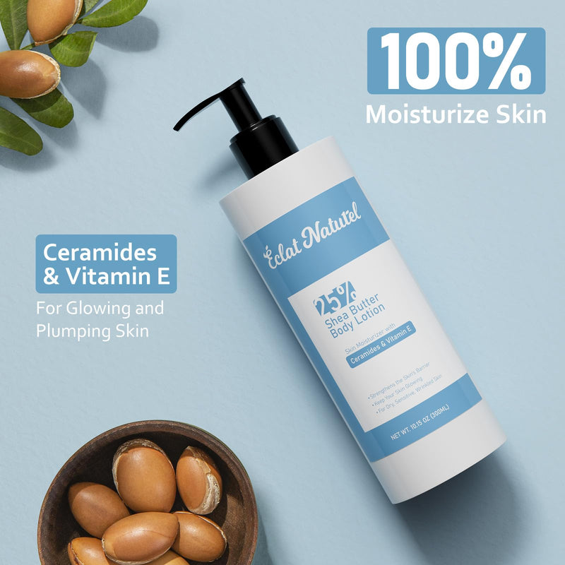 Body Lotion with 25% Shea Butter, Vitamin E & Ceramide, Deep Moisturizing Hydrating Body Lotion for Dry Skin, 10.15 Fl Oz (Pack of 2) Vitamin E & Ceramides 10.15 Fl Oz (Pack of 2)