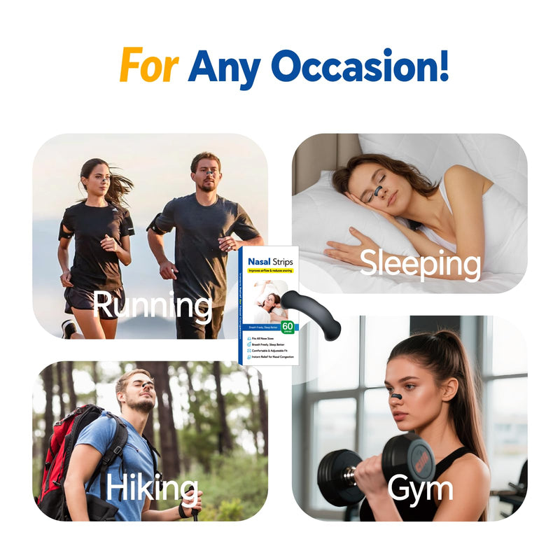 [Australia] - Nasal Strips for Snoring(60 Pieces) - Breathing Aid for Better Sleep & Snore Relief, Comfortable Nasal Dilator for Men & Women(I03) Black L 