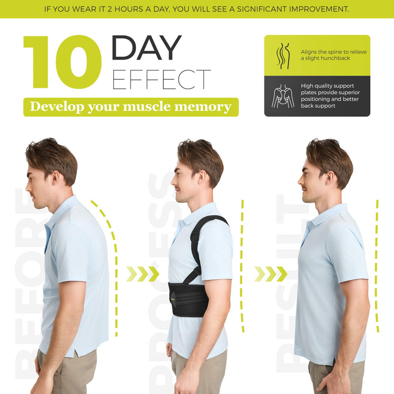 [Australia] - Posture Corrector for Women and Men, Adjustable Upper Back Brace for Posture Hunchback Support and Providing Pain Relief from Neck, Shoulder, and Upper Back (1, Large/XL) 1 