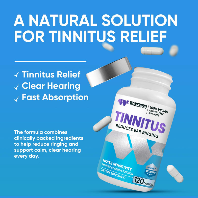 [Australia] - Tinnitus Relief for Ringing Ears - Supports Ear Health, Reduces Ringing in Ears for Men & Women, 120 Capsules WhiteÔºàtinnitus CapsulesÔºâ 