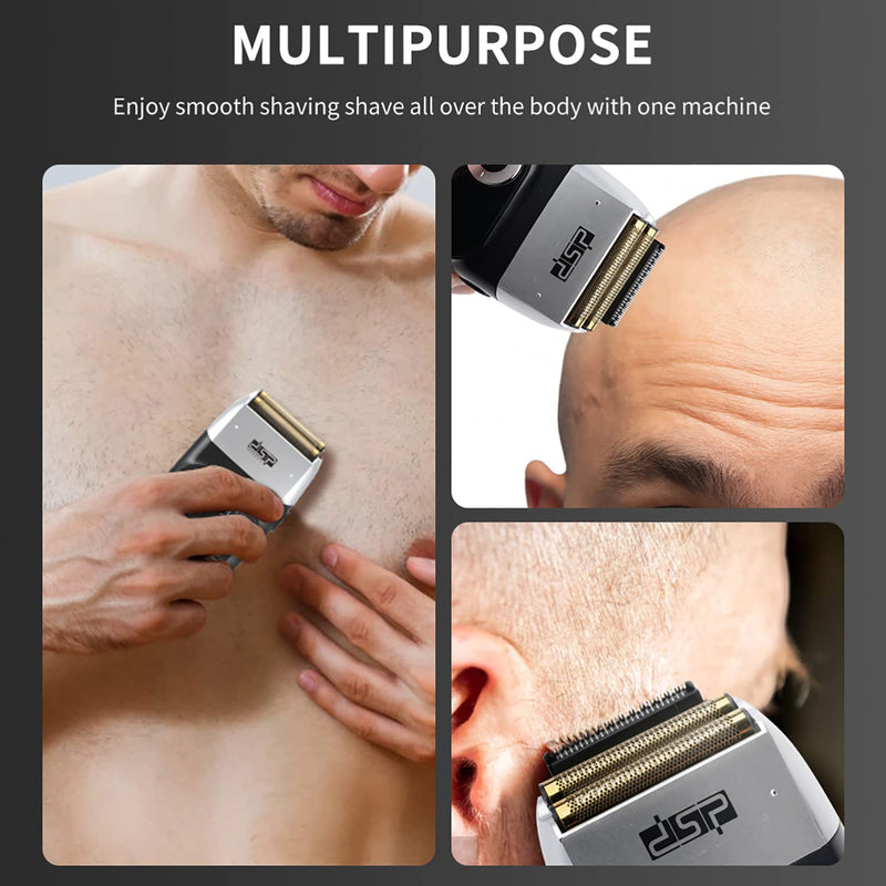 [Australia] - DSP® Electric Razor for Men Bald Shavers for Men 2 in 1 Double Shaver for Men with 2 Foil Head Rechargeable Barber Shaver with Precision Trimmer 3-Speed Shaver with LED Digital Display (Black) Shaver with LED Display 