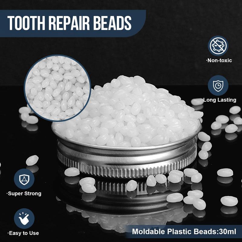 [Australia] - Tooth Repair Kit, 30ml Moldable Tooth Replacements Kit, Moldable Plastic Thermoplastic Beads A-tooth 
