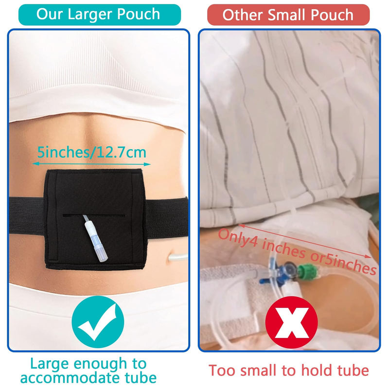 [Australia] - 2PCS Breathable Feeding Tube Belt, Concealment and Comfortable Gastrostomy G Tube Accessories, Peritoneal Dialysis Belt with Mesh Sponge Pad Black Pd Belts Dialysis for Men Women Adults (Black M) 