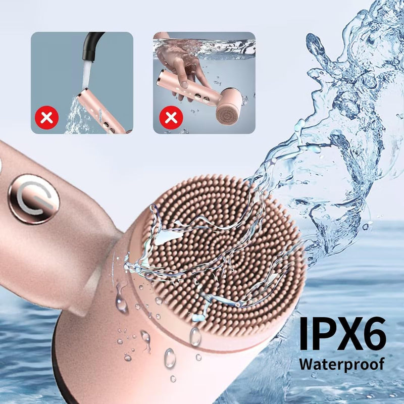 [Australia] - Electric Facial Cleansing Brush,8-in-1 Face Cleansing Brush with Hot & Cold Compress, 6 Brush Heads, 3 Spin Speeds, Waterproof face Scrubber for Exfoliating, Deep Cleansing,Massaging (Pink) Pink 