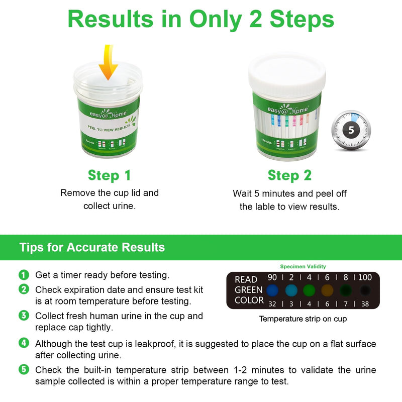 [Australia] - Easy@Home Drug Test Cup: Urine Drug Tests Kit, Testing All 12 Drugs AMP, BAR, BUP, BZO, COC, MDMA, MET, MOP 300, MTD, OXY, PCP, THC 50 in One Test Cup Kits，Built-in Test Strips, #ECDOA-6125B 5 Pack 5 Count (Pack of 1) 