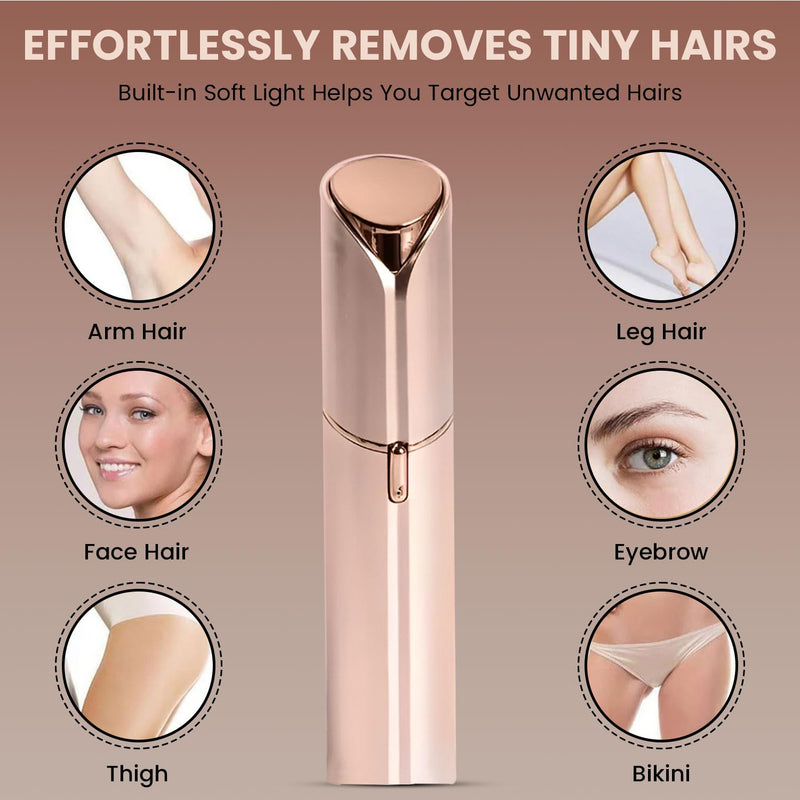 [Australia] - Facial Hair Remover for Women – Electric Face Razor with Light, Hair Removal for Upper Lip, Chin & Cheeks – Color Champagne 