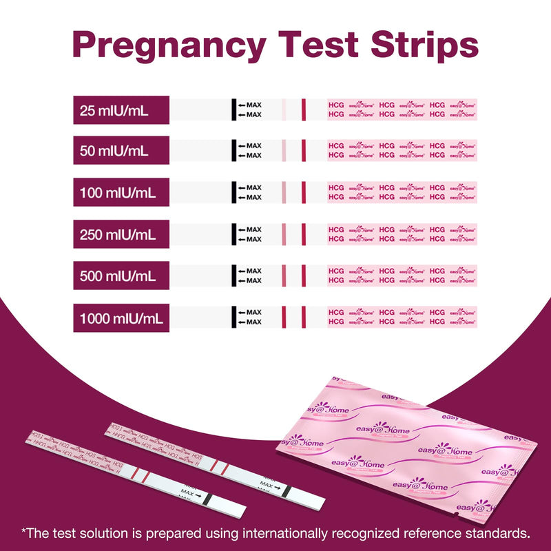 easy@Home 60 Count Pregnancy Test Strips, Early Detection hCG Tests | Bulk pregnancy test strips with 60 individually sealed hCG tests and easy-to-read results. 60 Count (Pack of 1)
