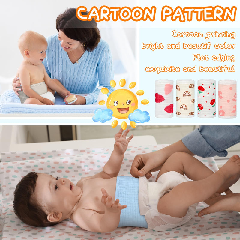 [Australia] - 8 Pcs Baby Infant Umbilical Cord Comfort Adjustable Cotton Belly Band for Protection, Baby Gifts for 0 To12 Months (Cute) Cute 