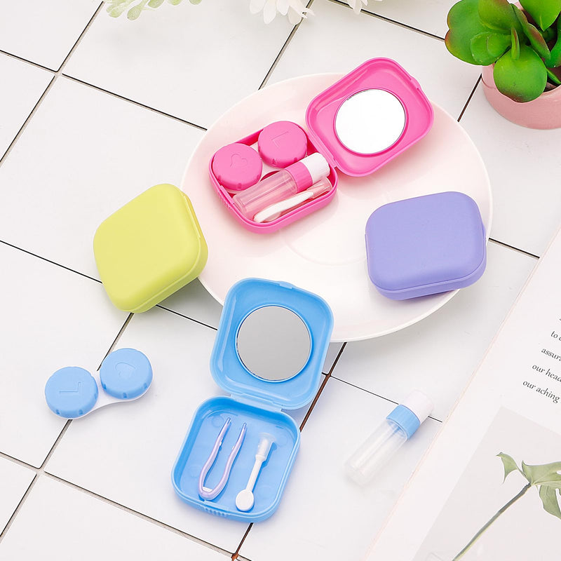 [Australia] - Yamitora Pack of 4 Portable Contact Lens Cases, Contact Lens Storage with Contact Lens Insertion Aid, Mirror - Contact Lens Case Contact Lens Cases for Travel, Home 
