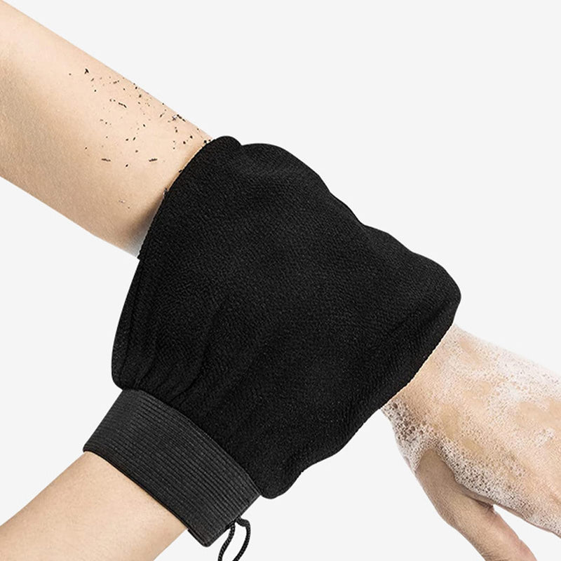 [Australia] - 1 piece silk peeling glove body exfoliating gloves scrub, peeling gloves body, peeling sponge, exfoliate, shower glove, peeling sponge body, silk gloves exfoliating black 