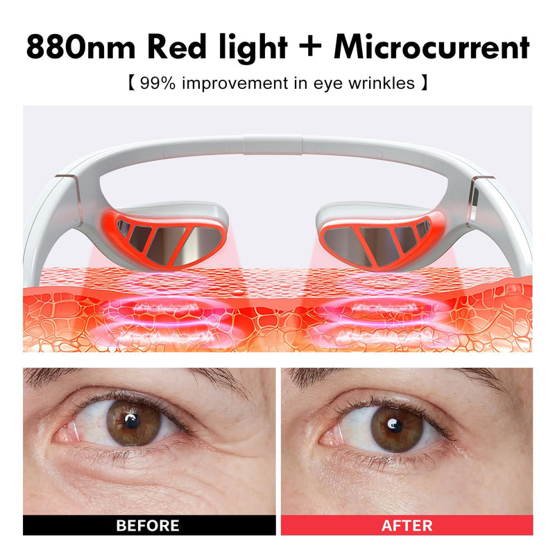 [Australia] - Microcurrent & 880nm Red Light Wrinkle Therapy Glasses,Under-Eye Massager,Used to Treat Eye Wrinkles.LED Eye Perfector (Model: EY-36B) 