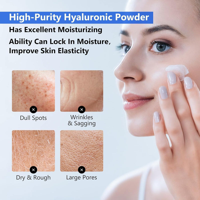 DEJIN Hyaluronic Acid Powder, Pure Hyaluronic Acid Powder for Face, Low Molecular Weight, Water Soluble Hydrating Ingredient for Skin Moisture, DIY Facial Serum, 100g