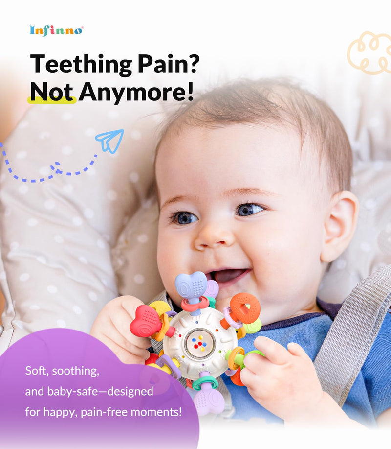 [Australia] - Baby Teething & Rattle Montessori Toys ‚Äì Safe, Multi-Functional BPA-Free Silicone Sensory Learning Teether Toys for Infant 0-12 Months‚ÄìTeething Relief & Fun Play ‚Äì Perfect Baby Gift for Boys & Girls 