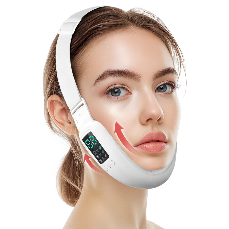 V-Face Shaper - Electric Double Chin Reduces & Face Slimming Device with 8 Massage Modes, 15 Intensity Levels for Women - Lift & Define Jawline