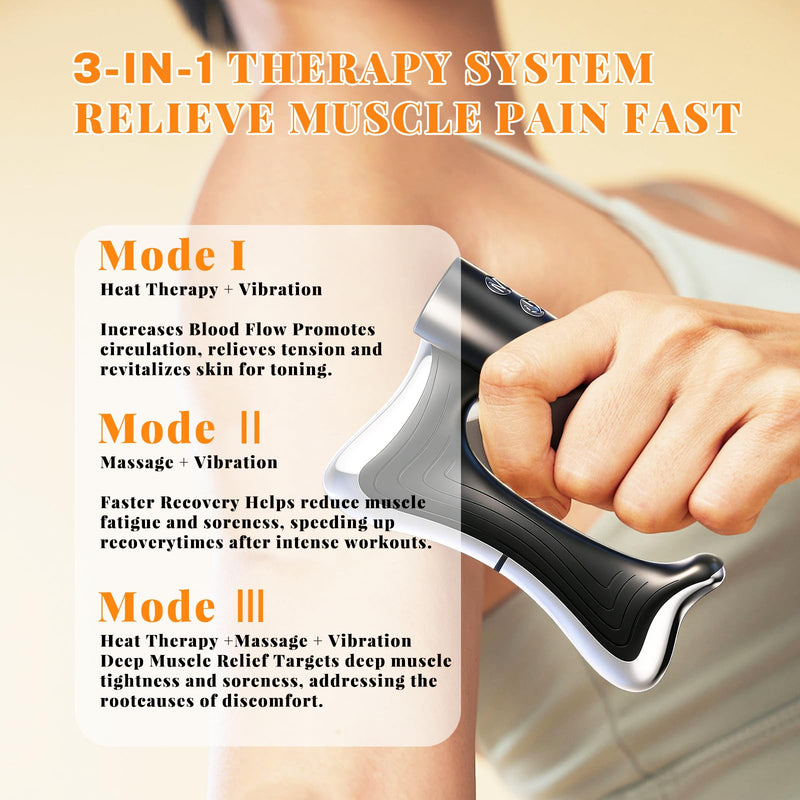 AICNLY Heated Muscle Scraper Tool Electric Vibration Scraping Massage Tool | Muscle Massager for Neck Back Shoulders, Rechargeable Muscle Relaxation Device with Heat Therapy for Body Care & Daily Relax Black