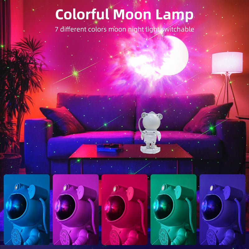 [Australia] - Astronaut Galaxy Projector - Star Projector, Bluetooth Speaker, White Noise, Star and Moon Galaxy Lights for Bedroom with Timer, Nebula Night Light 360° Adjustable with remote, Starry galaxy projector 