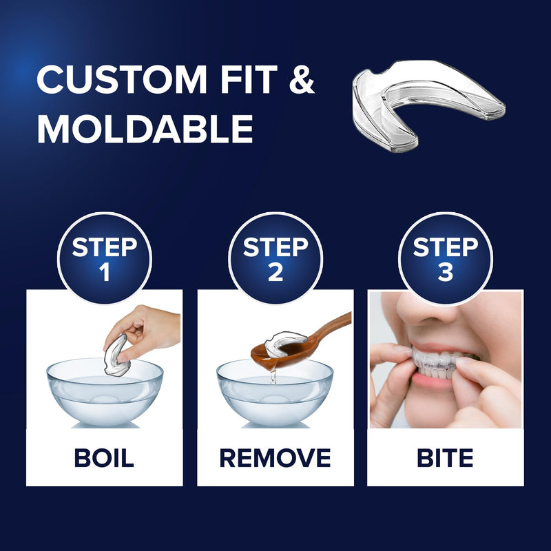 [Australia] - Mouth Guard for Grinding Teeth at Night, Dental Guard for Clenching Teeth, Anti-Bruxism Night Guard, Moldable Mouth Guard for Sleep, Comfortable/Professional Fit, TMJ & Jaw Pain Protection, 2 Guards 