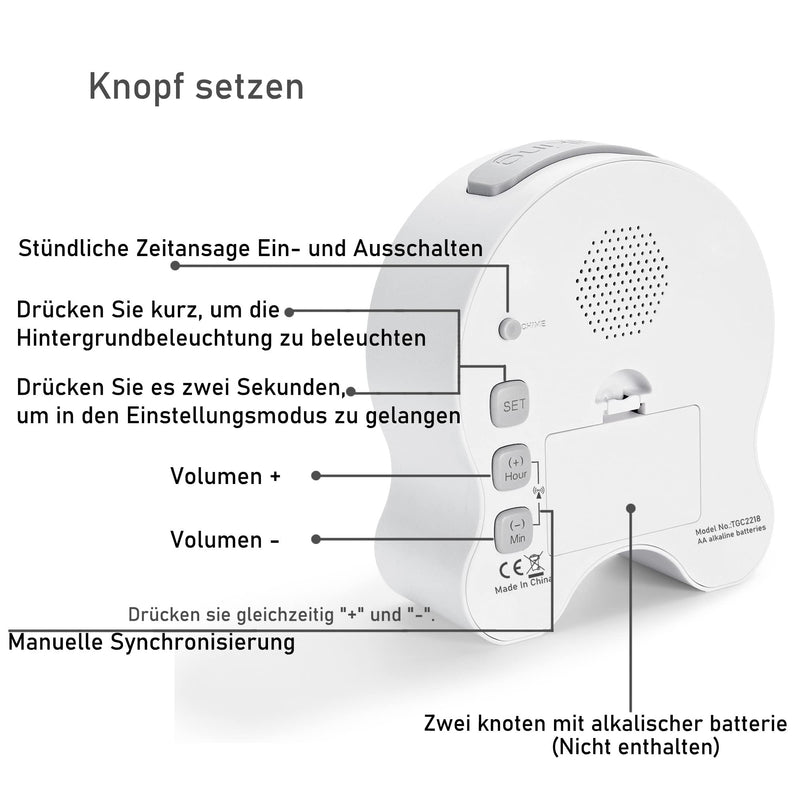 [Australia] - Hearkent Talking Alarm Clocks with German Pleasant Voice, Backlight and 5 Separate Alarm Sets for Blind, Visually Impaired and Elderly People (Black) Black 