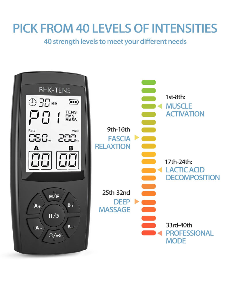 TENS Unit Muscle Stimulator for Pain Relief Therapy, 22 Modes EMS TENS Machine, Electronic Muscle Relaxer for Shoulder Pain Relief, Back Pain, Shoulder Neck Pain Relief Black