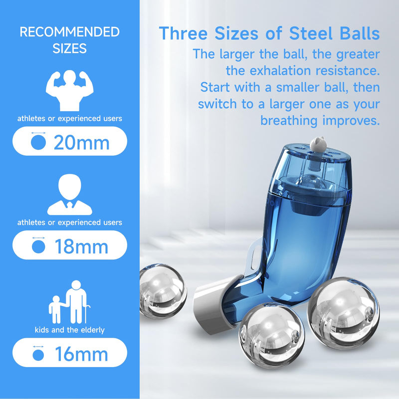 [Australia] - Sonmol Breathing Trainer with Travel Case, Portable Lung Trainer with 3 Resistance Steel Ball , Breathing Exercise Device for Lungs Not for Nasal Irrigation 