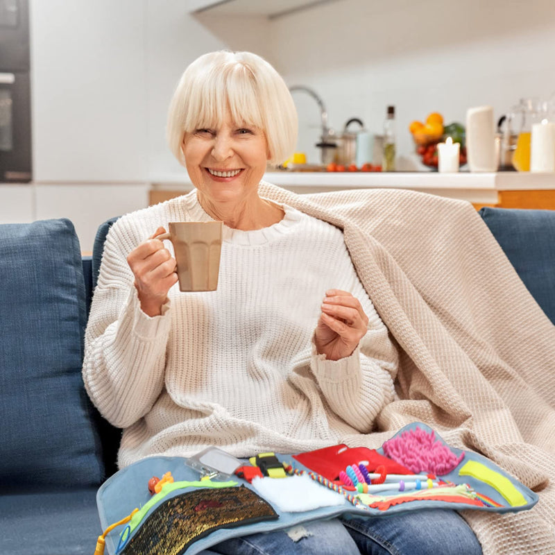 [Australia] - Fidget Blanket for Adults with Dementia, Activities for Seniors, Suitable for Alzheimer's and Autistic Therapy, Relieves Anxiety, Calms and is a Comforting Product for Hand Exercises 