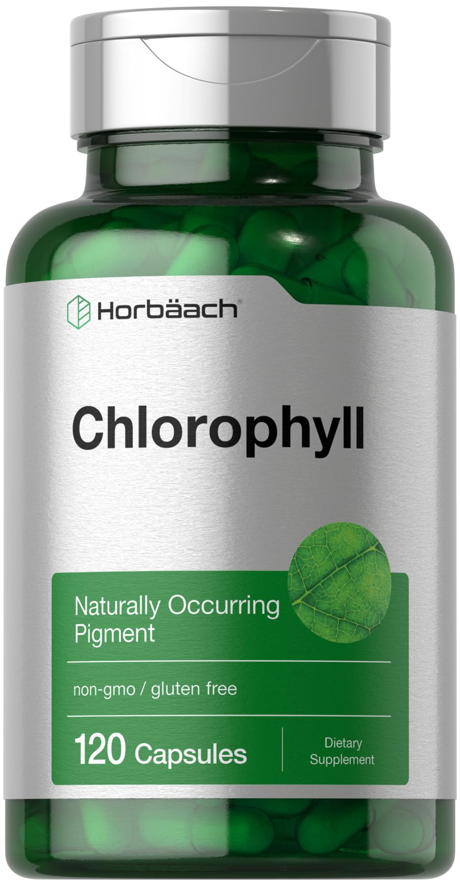 Horbäach Chlorophyll Capsules | 120 Count | Non-GMO and Gluten Free Supplement | Naturally-Occurring Pigment