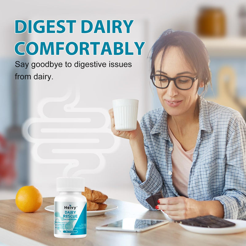 [Australia] - Lactase Enzyme 9000 FCC Dairy Relief Fast Acting Supplement, Lactose Intolerance Pills 90 Caplets 90 Count (Pack of 1) 