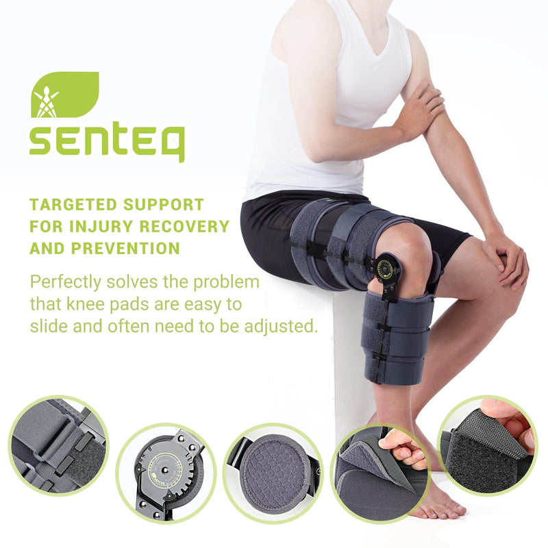 [Australia] - SENTEQ Knee Brace ROM Adjustable Post Op Knee Support Orthosis Immobilizer Protector for Left Leg and Right Leg, Both Men and Women 
