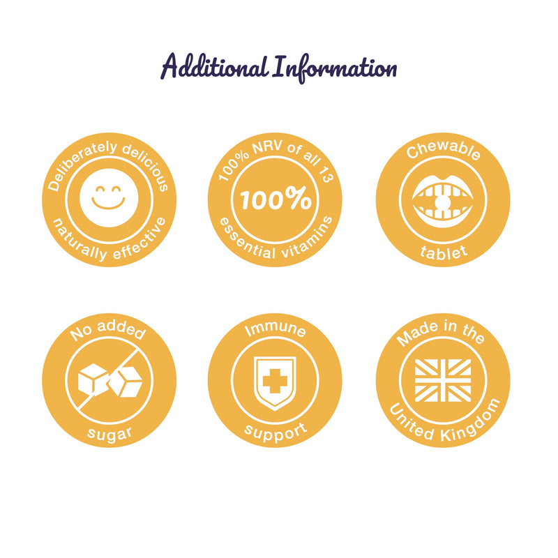Proven A-Z Kids Multivitamin Chewable Tablets Raspberry Flavour Yummies 60 Tablets Daily Childrens Multivitamins with 13 Essential Vitamins for Immune Function, Bones, Teeth & Energy - 2 Month Supply