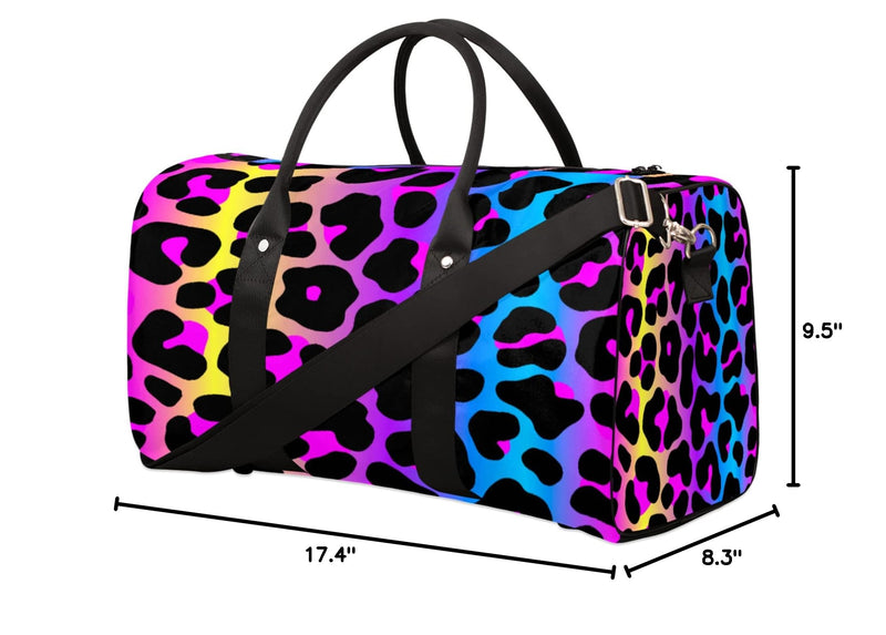 Travel Duffel Bag for Women Men Rainbow Cheetah Leopard Print Sport Gym Tote Bag Lightweight Waterproof Foldable Weekender Overnight for Hospital Training Swim Yoga Handbag A01:Leopard Cheetah Colorful